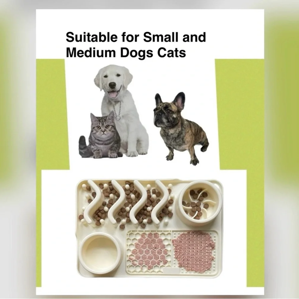 Slow Feeder Bowl Water Bowl Licking Mat for Dog Cats Food Mat Anxiety Relief